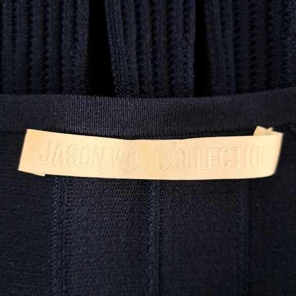 Jason Wu Collection Dress Womens S Navy Blue Ribbed Pleated Half Sleeve Pullover - Picture 3 of 16